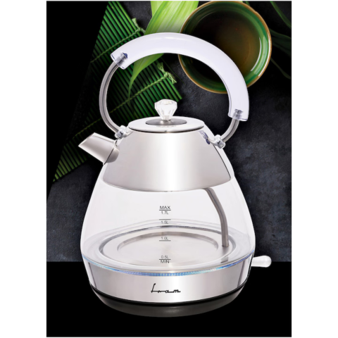Fierbator electric FRAM FEK-2200GX, 2200W, capacitate 1.7 L, corp din sticla, Sticla/Inox [3]