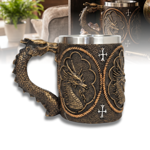 Cani Medievale - halba-bere-dragon-400ml-otel-inoxidabil-rasina.jpg