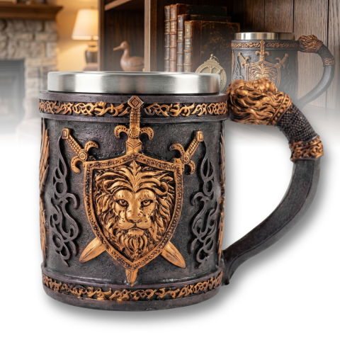 Casa & Bucatarie - halba-bere-leu-scut-otel-inoxidabil-rasina-400ml.jpg