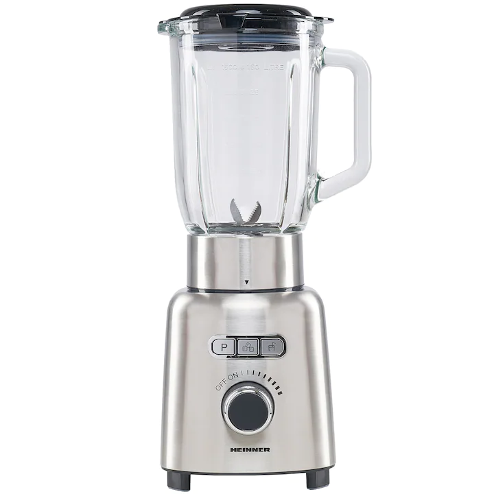 Electrocasnice - Blender Heinner HBL-ICE1000XMC, 1000 W, 1.5 l, Viteza variabila, Pulse, Zdrobire gheata, Bol sticla, Inox