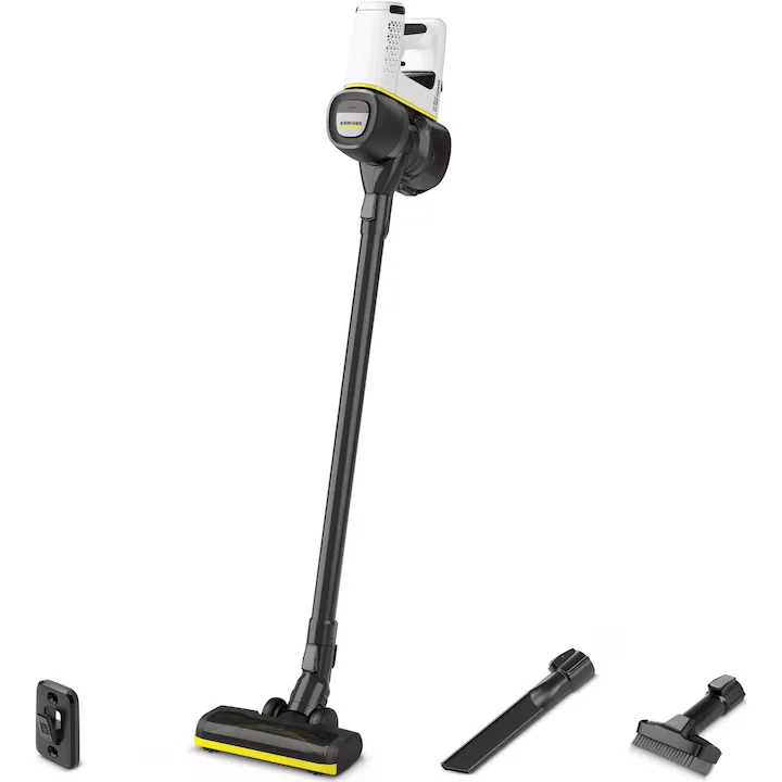 Alectro Deals - Aspirator vertical Karcher VC 4 Cordless myHome, 1.198-630.0, 140 W, autonomie 30 min, 2 trepte de viteza, 21.6 V, 2.5 Ah, 650ml, perie activa, alb/negru