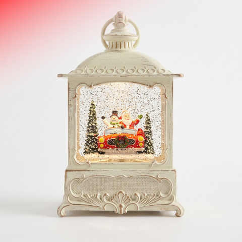 Felinare decorative - Felinar decorativ Crăciun cu Moș Crăciun, ninsoare animată, lumină LED și muzică