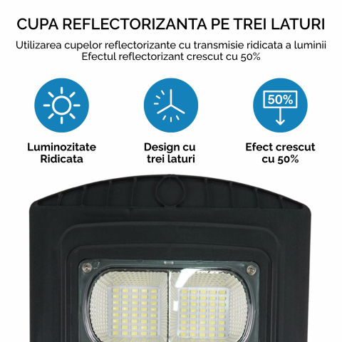 Lampă solara stradală LED solară Rixme 120W, 6 zone LED, telecomandă, timer 3/5/8h, Lampa solara exterior, IP67, Negru [10]