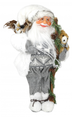 HD & Full HD - figurina-mos-craciun-duoguo-cu-sac-cadouri-ursulet-45cm-gri-alb.jpg