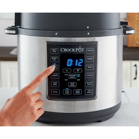 Multicooker cu gatire sub presiune Crock-Pot Express CSC051X, 1000 W, 5.6 l, control digital, 4 moduri de gatire, 8 programe, timer, argintiu [8]