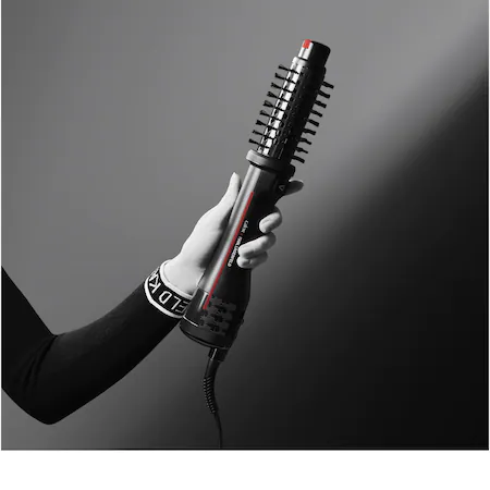 Perie rotativa cu aer cald Rowenta x Karl Lagerfeld Pro Stylist CF961LF0, 750W, tehnologie Pro Dual Motion, generator de ioni, invelis exclusiv Keratin & Glow, cablu 1.8m, negru&rosu [3]