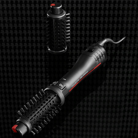 Perie rotativa cu aer cald Rowenta x Karl Lagerfeld Pro Stylist CF961LF0, 750W, tehnologie Pro Dual Motion, generator de ioni, invelis exclusiv Keratin & Glow, cablu 1.8m, negru&rosu [4]