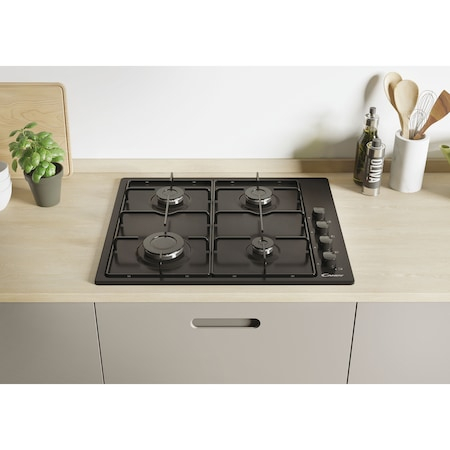Plita incorporabila Candy CHW6LBB, Gaz, Aprindere electrica, 4 Arzatoare, Siguranta arzatoare, 60 cm, Negru [4]