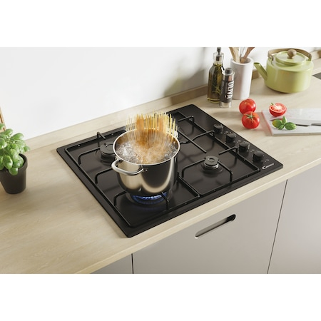 Plita incorporabila Candy CHW6LBB, Gaz, Aprindere electrica, 4 Arzatoare, Siguranta arzatoare, 60 cm, Negru [3]