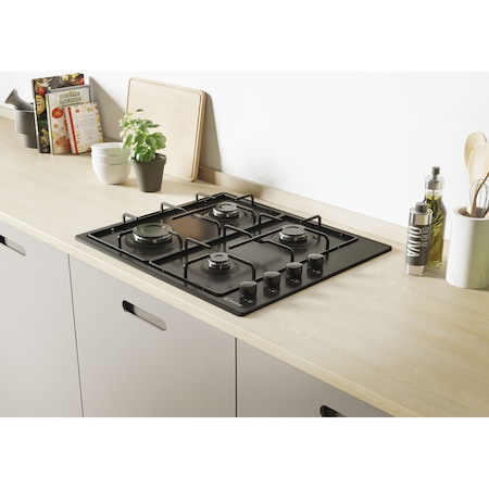 Plita incorporabila Candy CHW6LBB, Gaz, Aprindere electrica, 4 Arzatoare, Siguranta arzatoare, 60 cm, Negru [2]