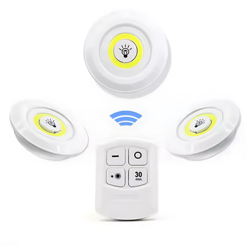 Set 3 lumini LED cu telecomanda, Reglarea intensitatii luminii, Timer