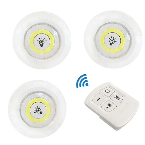 Set 3 lumini LED cu telecomanda, Reglarea intensitatii luminii, Timer [6]
