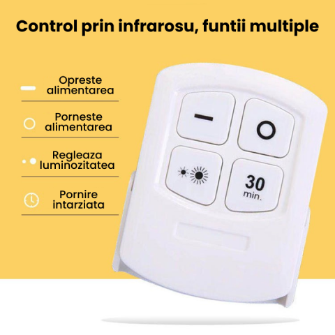Set 3 lumini LED cu telecomanda, Reglarea intensitatii luminii, Timer [2]