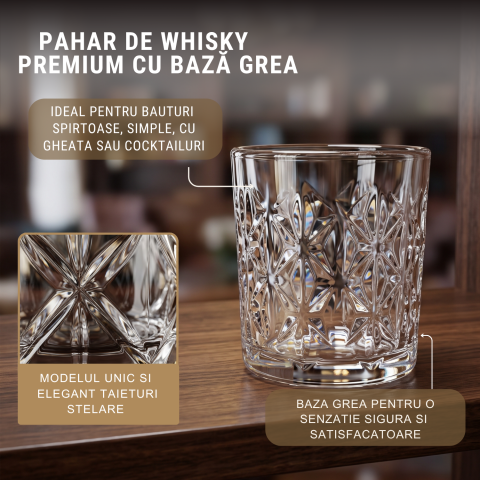 Set 6 pahare din sticlă 340 ml Delisoga, pahare tumbler cu model geometric în relief, pentru apă, suc, cocktailuri, whisky și băuturi cu gheață, pahare transparente pentru bar și masă, 6 bucăți [3]