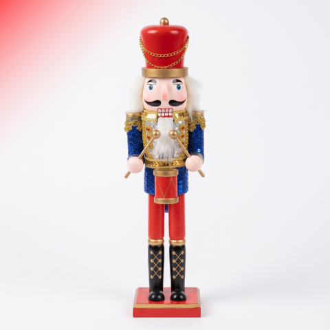 Spărgători de nuci - Spărgător de nuci decorativ Crăciun Nutcracker, soldat roșu albastru auriu, 38 cm