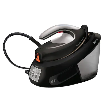 Statii de calcat - Statie de calcat Tefal Express Power SV8062E0, 2800W, 6.8 bar, abur variabil 130g/min, talpa Durilium AirGlide, capacitate rezervor 1.8L, negru/argintiu