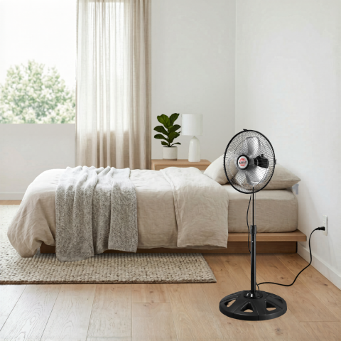 Ventilator cu Picior reglabil, 55W, 3 trepte de viteză, Oscilație automată, Diametru 28 cm, Inălțime ajustabilă 70-97 cm, negru [3]