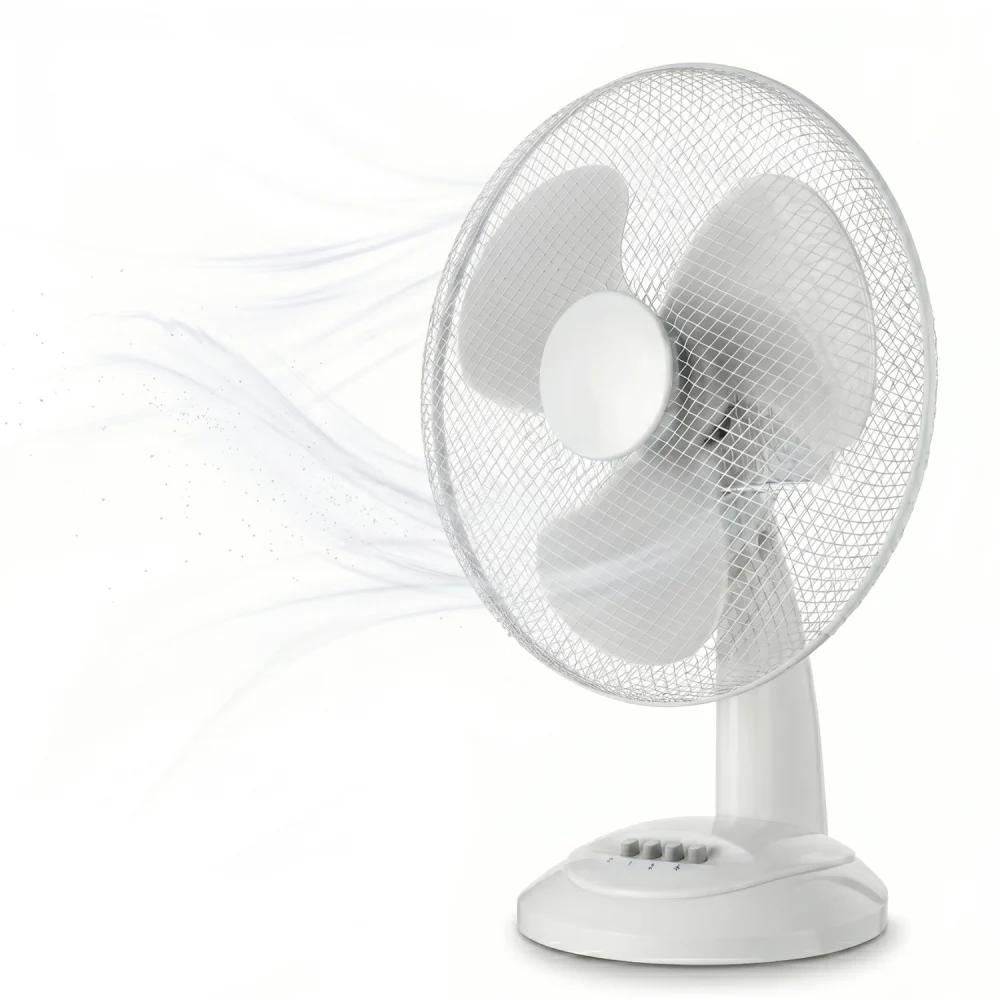 Ventilator de birou cu oscilație, 35W, diametru 44.5 cm, 3 trepte de viteză, Ventilator Silențios pentru dormitor, birou și living, Cap Reglabil, Circulație eficientă a aerului, Alb [0]