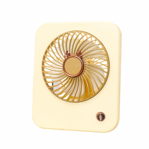 Ventilatoare si racitoare aer - Ventilator de birou, de masa, 3 trepte de viteza, baterie interschimbabila, Incarcare USB-C, Crem