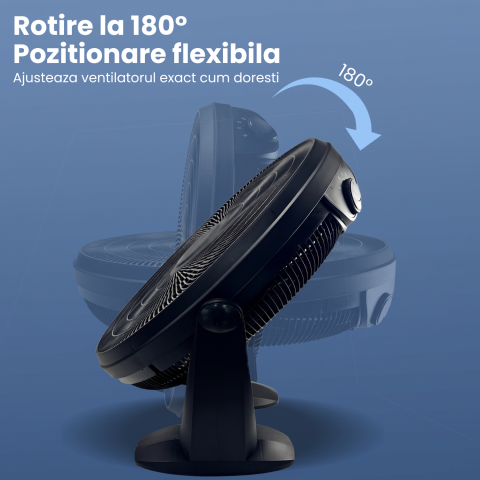 Ventilator de Podea, Diametru 50 cm, 3 trepte de viteza, Putere de 100W, Oscilatie, Negru [3]