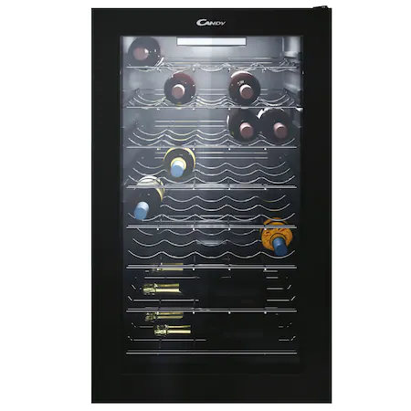 Vitrine de vinuri - Vitrina de vinuri Candy CWC 150EM/N, 41 sticle, MonoZone, Clasa G, Iluminare LED, Negru