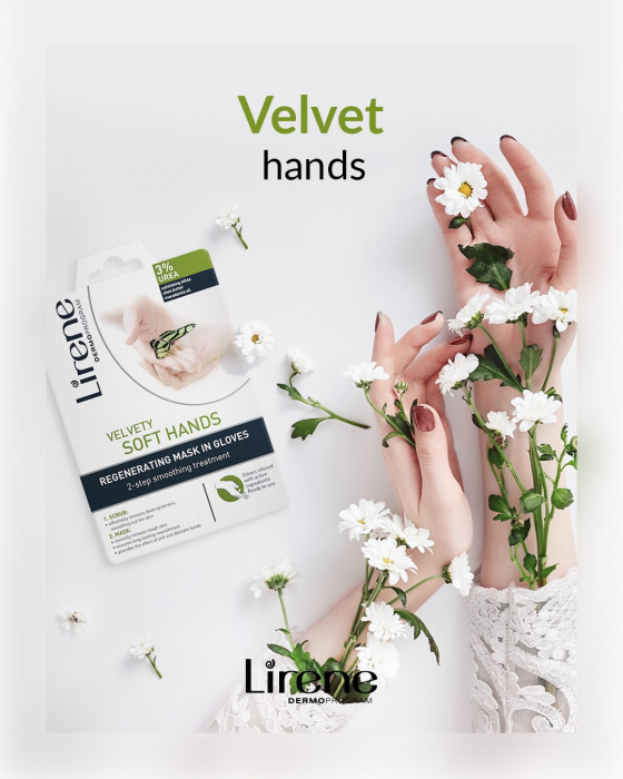 Manusi Exfoliante Regeneratoare pentru Maini Lirene Velvety Soft Hands [2]