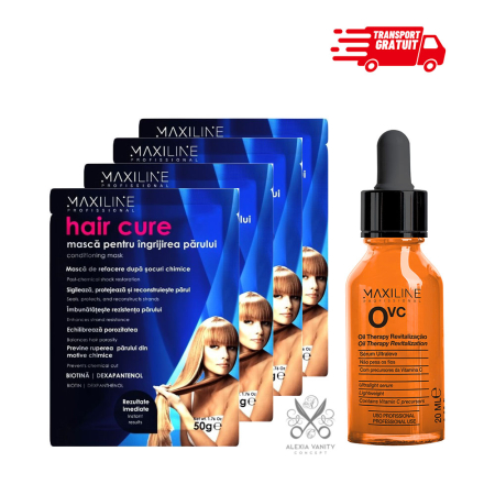 Masca - Pachet Promo: Tratament Capilar de Urgenta Maxiline Brazilia 4 x Masca Ingrijire + Ser Revitalizant