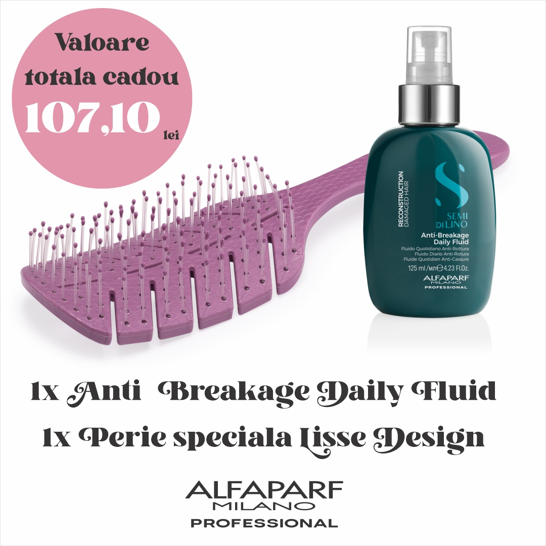 1x Anti-Breakage Daily Fluid + 1x Perie speciala pentru descurcat parul Lisse Design 2023