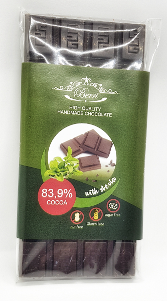 Ciocolata artizanala fara zahar cu stevia 83.9% cacao [1]
