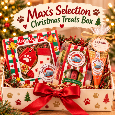 RECOMPENSE & SUPLIMENTE CAINI - Max’s Selection Christmas Treats Box – Cutie cadou de Craciun pentru caini | Alishop
