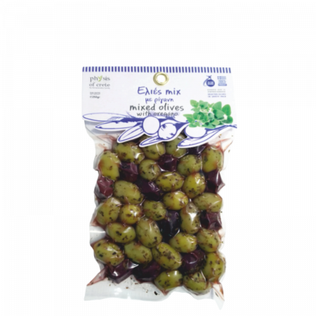 Masline - Mix masline verzi si kalamata marinate cu oregano Physis of Crete