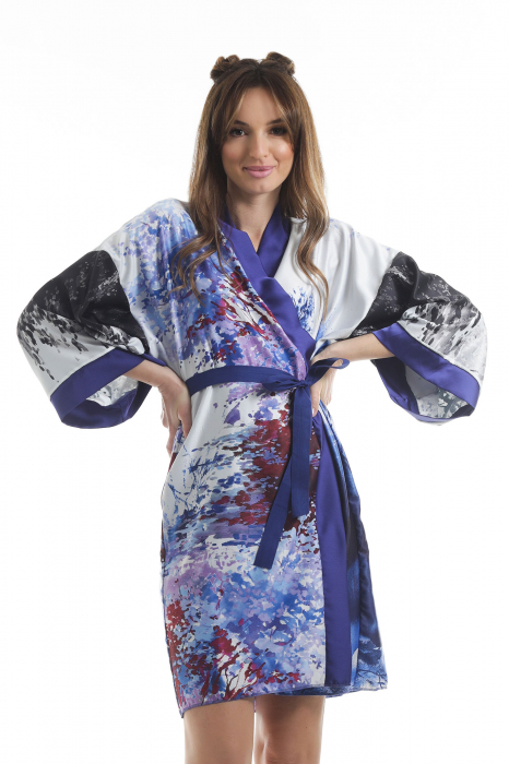 Kimono dama din vascoza cu imprimeu abstract [2]