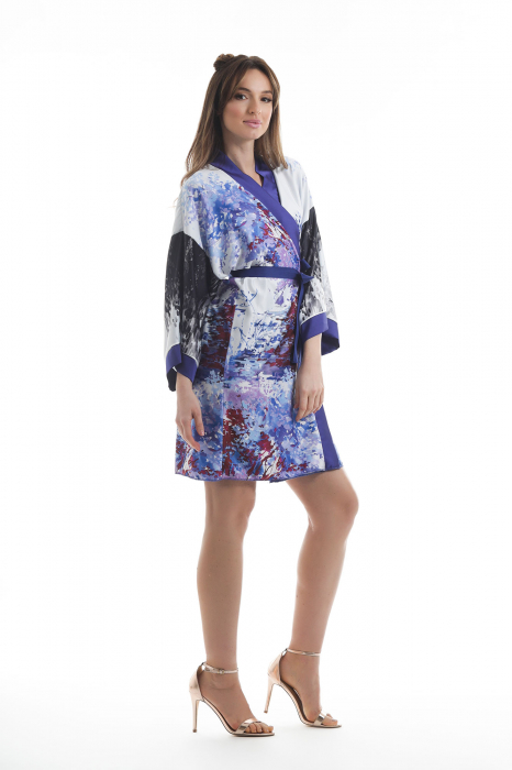 Kimono dama din vascoza cu imprimeu abstract [3]