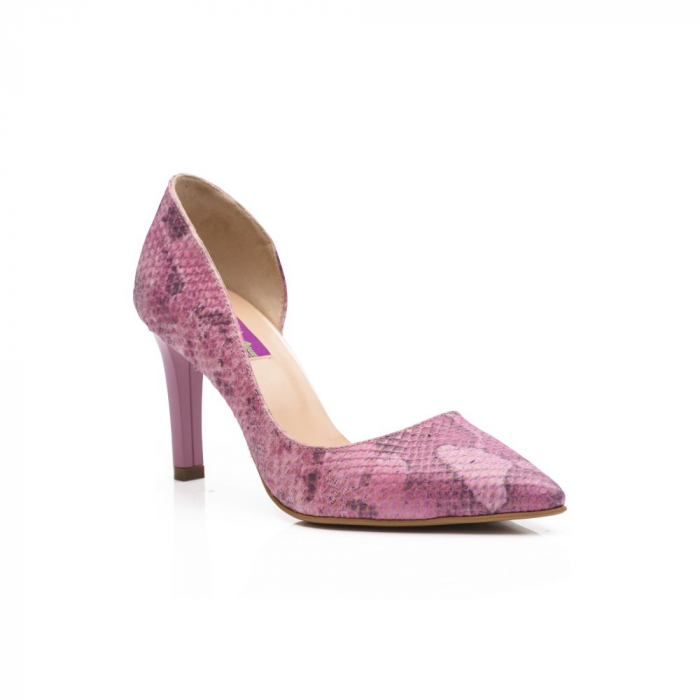 Pantofi dama stiletto snake print roz CA10 [3]