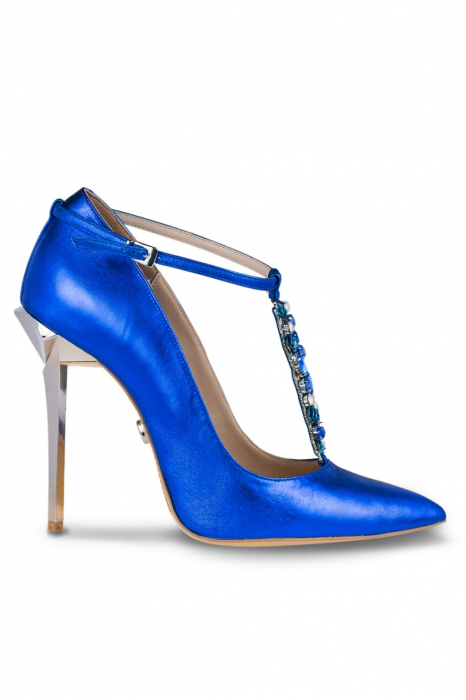 Pantofi Mihai Albu din piele metalizata Blue Stealth T [1]