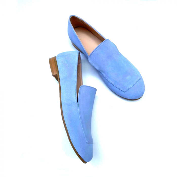 Pantofi cu talpa joasa din piele intoarsa Blue Ciel [2]