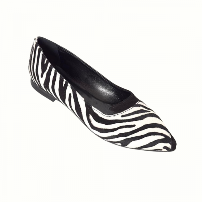 Balerini din piele intoarsa cu insertie animal print River Black [5]