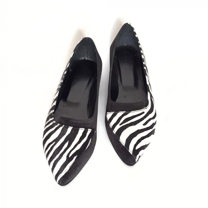 Balerini din piele intoarsa cu insertie animal print River Black [2]
