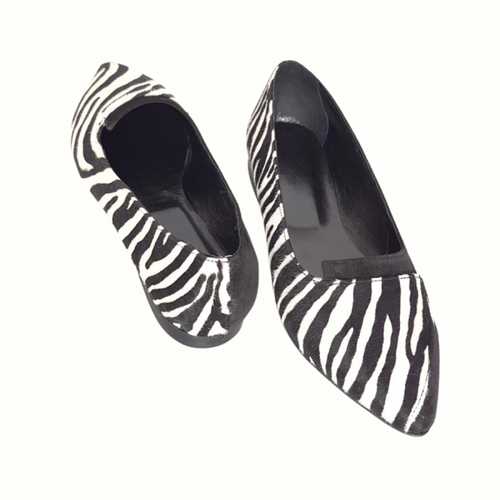 Balerini din piele intoarsa cu insertie animal print River Black [6]