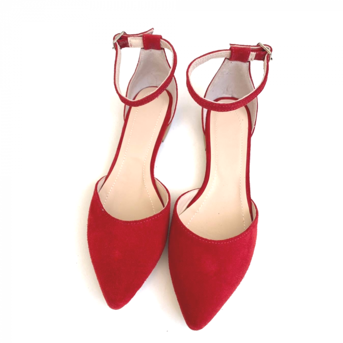 Balerini dama din piele intoarsa Red Lara [4]