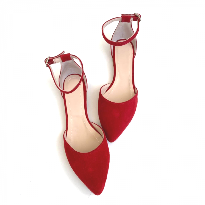 Balerini dama din piele intoarsa Red Lara [3]