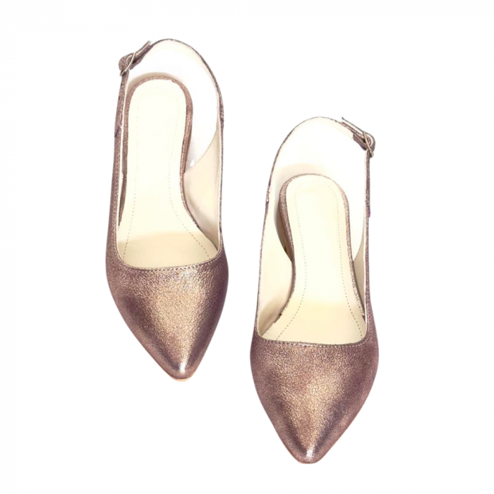 Balerini decupati din piele bronz sidef Lia [2]
