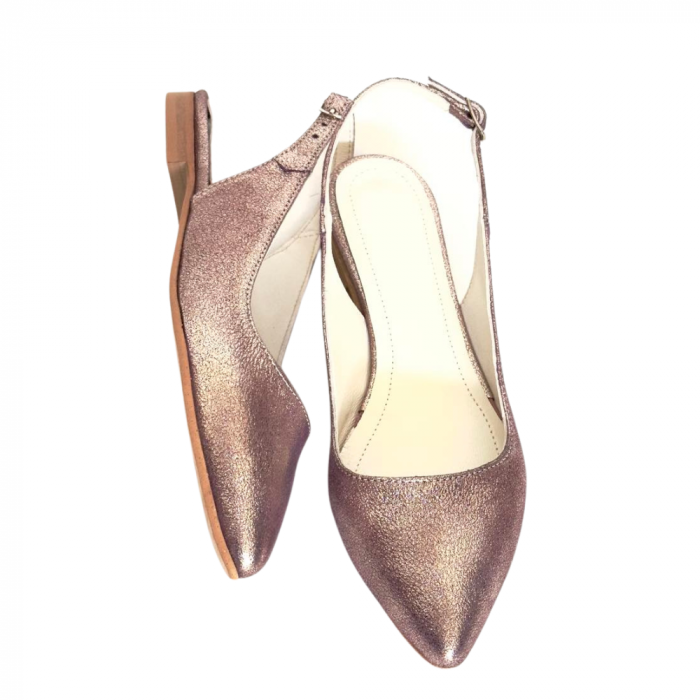 Balerini decupati din piele bronz sidef Lia [3]