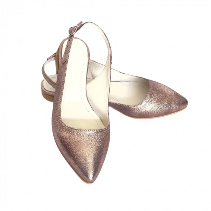 Balerini decupati din piele bronz sidef Lia [4]