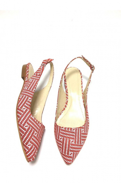 Balerini decupati din piele Lia Red Pattern [2]