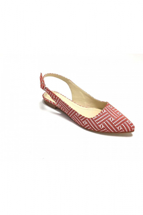 Balerini decupati din piele Lia Red Pattern [4]