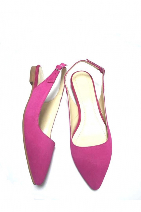Balerini decupati din piele Lia Velvet Fucsia [2]