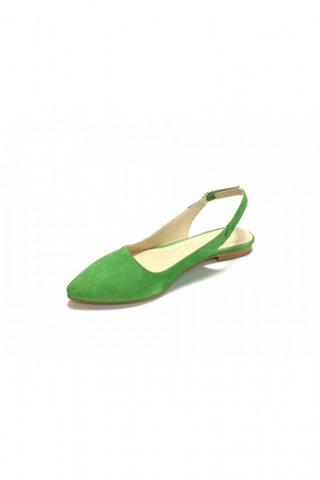 Balerini decupati din piele Lia Velvet Green [4]