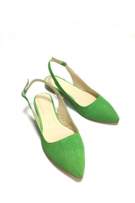 Balerini decupati din piele Lia Velvet Green [3]