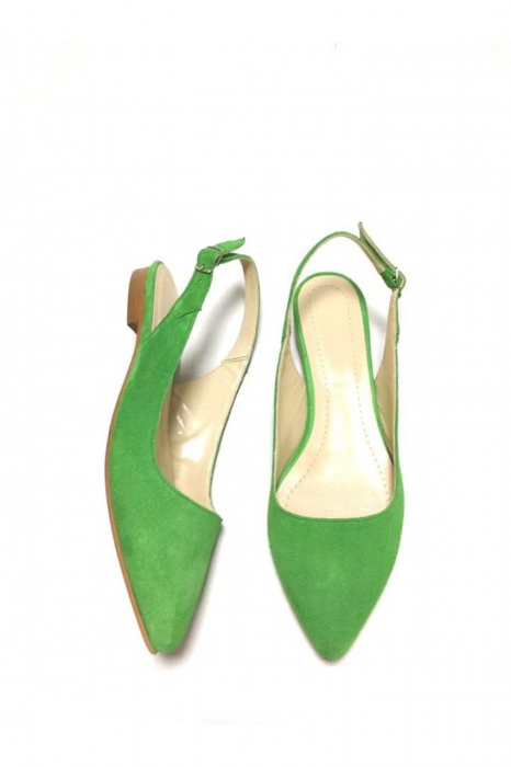Balerini decupati din piele Lia Velvet Green [2]
